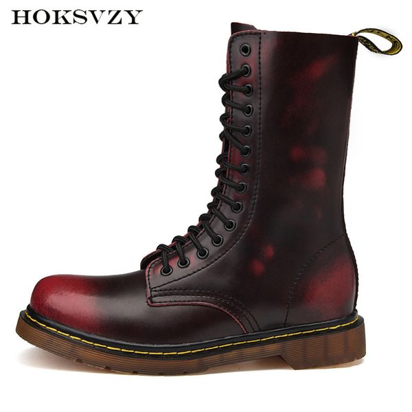 

hokszvy large size men's shoes 2019 new boots men's winter high-end leather high-barrel locomotive boots clk-1189686, Black