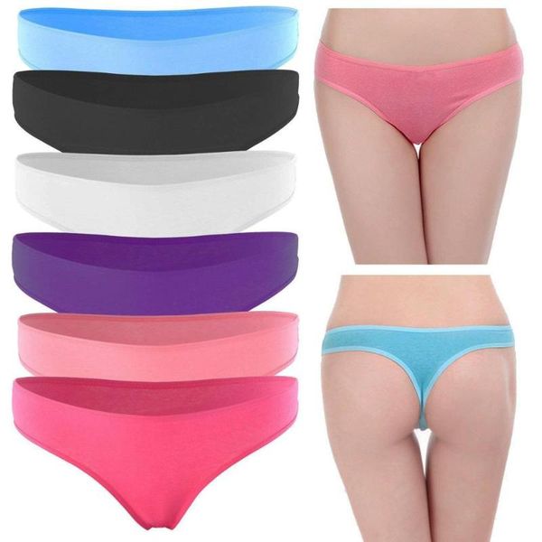 

1pcs /6 colors cotton thong women's panties underwear women lace soft briefs low waist lingerie g-string underwear, Black;pink