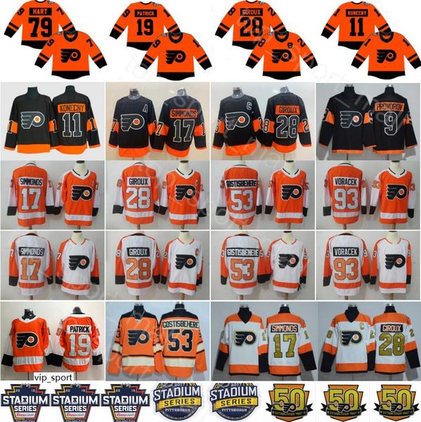 

stadium series philadelphia flyers jerseys 28 claude giroux konecny shayne gostisbehere wayne simmonds voracek provorov hart patrick, Black;red