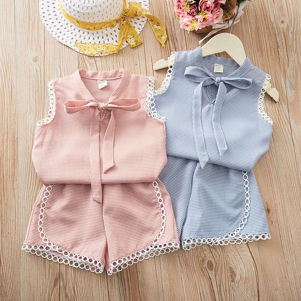 

2020 clothing set girls summer new korean girl clothes baby suit 2 piece outfits sets short-sleeve short 2 3 4 5 6 7 8 year, White