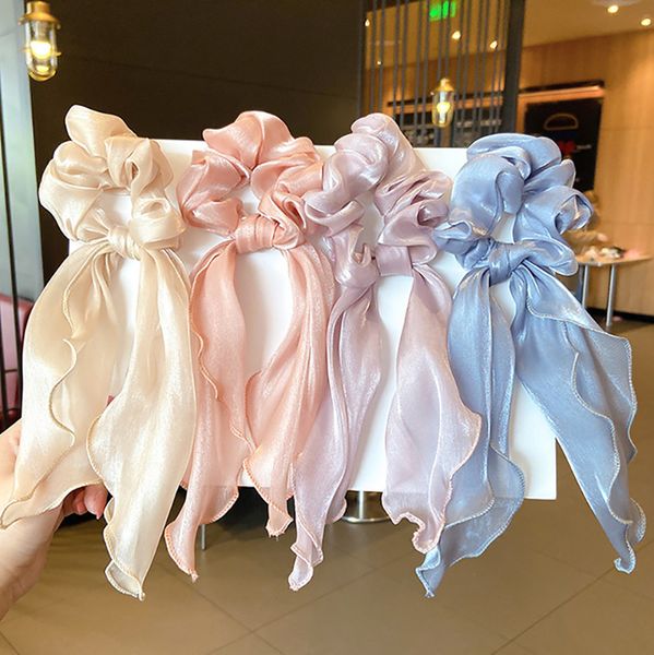 

ins ribbon pig large intestine hair ring bow hair rope female simple temperament head rope fat intestine ring hair accessories, Pink