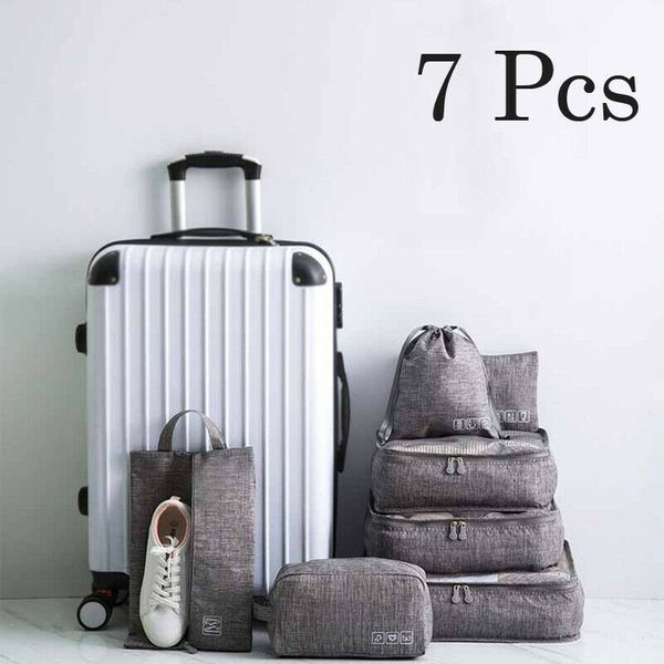 

7pcs outdoor travel luggage storage bags suitcase bags zipper organizer