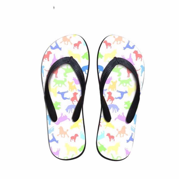 

customized fashion women flip flops cute 3d animal dog print slip-on women's house slippers beach summer girls flip flops woman, Black
