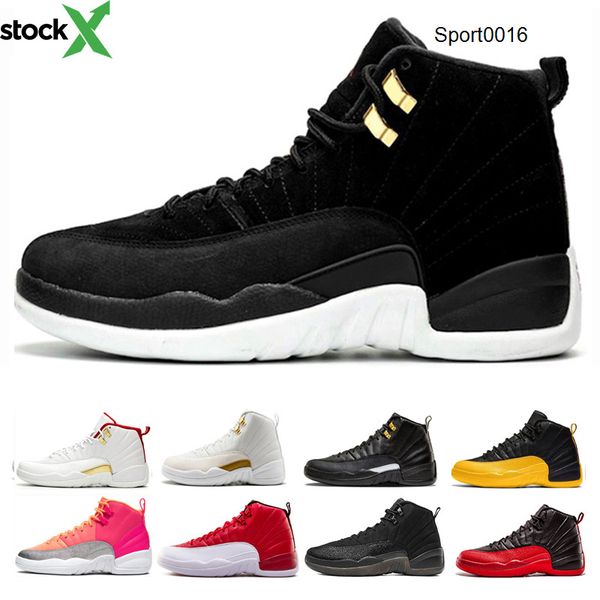 

12 12s mens basketball shoes reverse taxi gym red game royal university gold dark grey punch michigan sport trainers sneaker, Black