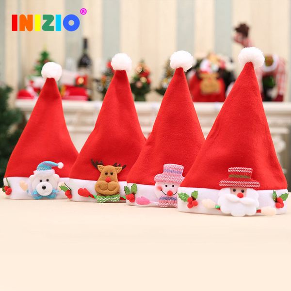 

2020 new year applique santa snowman elk christmas hat boy girl home decoration non-woven cute hat children gift
