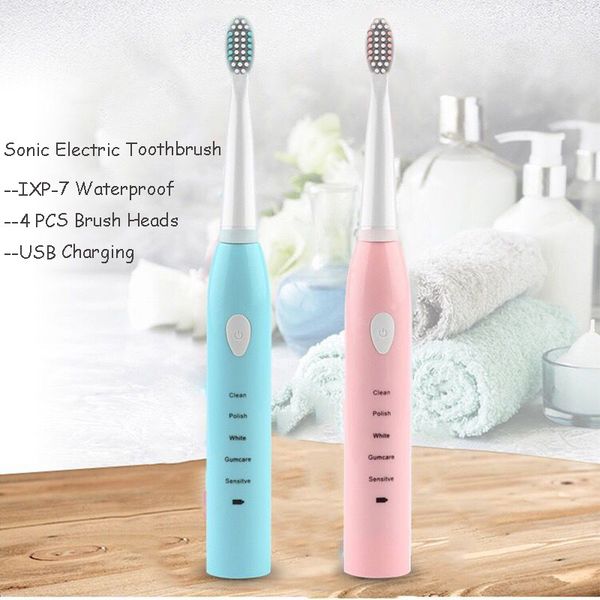 

yblntek electric toothbrush sonic wave rechargeable waterproof tooth brush timer teeth whitening brush 5 modes gift