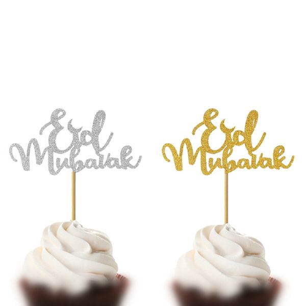 

5pcs cake ers eid mubarak wedding baby shower birthday party ramadan decor gold black 8 style cupcake er muslim baking