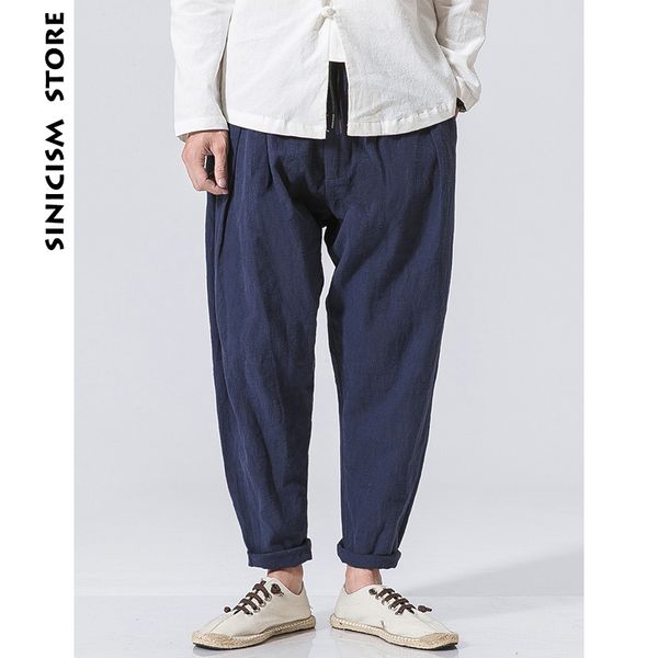 

sinicism store men cotton and linen harem pants 2019 mens solid balck pants male loose casual harajuku autumn joggers sweatpants, Black