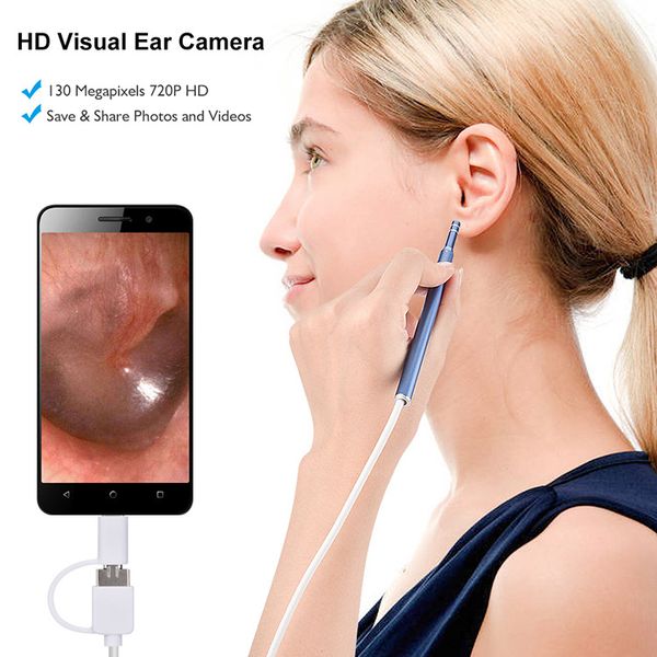 

children's visual otoscope 130w pixel high-definition home endoscope luminous led light visual ear spoon 720p camera ear pick-2