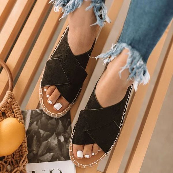 

puimentiua casual ladies slides summer non-slip ladies slippers shoes vintage plus-size outdoor beach women slippers, Black