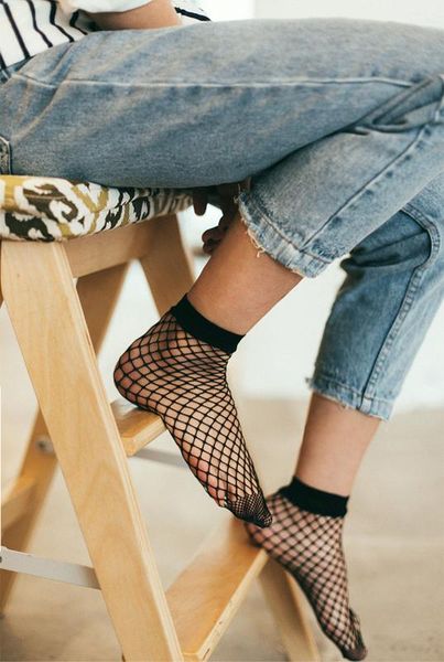 

lace solid fishnet net plain ankle short socks women casual elegant stylish calcetines socks women's skarpetki damskie, Black;white