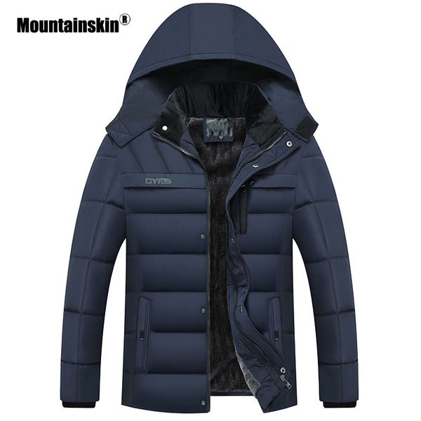 

mountainskin men's winter thick coat mens casual parker coat warm windproof plus velvet hooded jacket male brand clothing sa822, Black