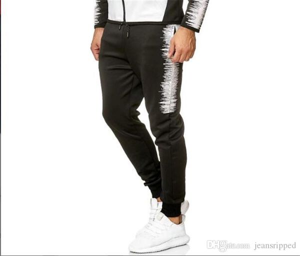 

mens designer sweatpants casual printed cool plus size loose long pencil pants mens fashion sports pants, Black