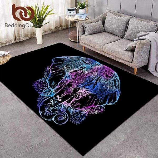 

beddingoutlet elephant large carpets for living room animal bohemia area rug non-slip black floor mat home decor alfombra