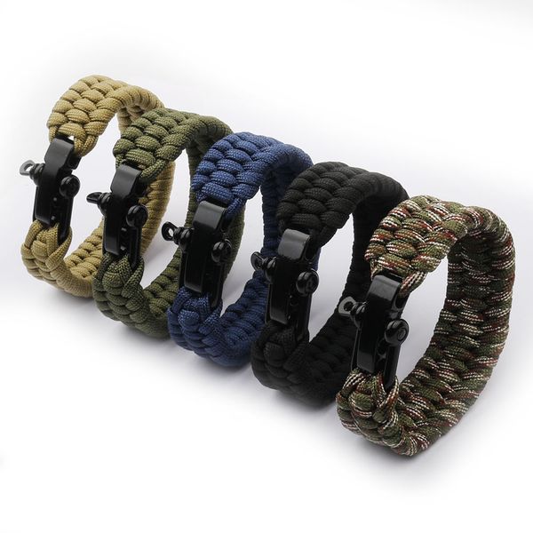 

fashion design mens 5 color survival paracord link bracelet 3 pcs/set, Black