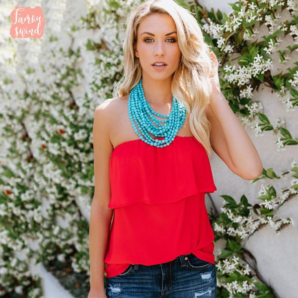 

лето женского блуза без рукавов без бретелек женщины топы сплошного цвета рубашка цвета шифоновых конфет сексуального слово воротник пробка, White