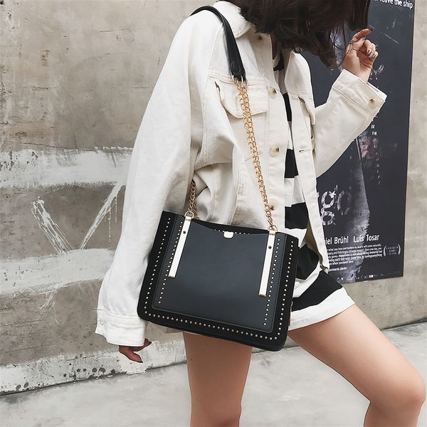

retro pu leather bucket bags women fashion pattern handbag capacity casual crocodile shoulder messenger bags ladies pu purse 10#