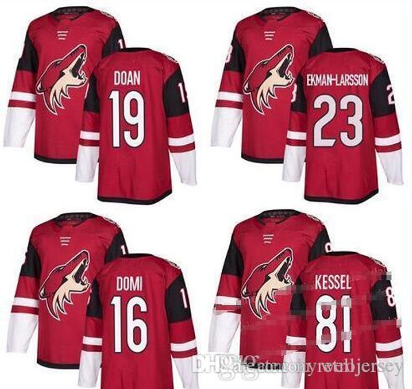 

arizona coyotes stitched mens 81phil kessel 16 max domi jersey 23 oliver ekman-larsson red white blank hockey jerseys, Black