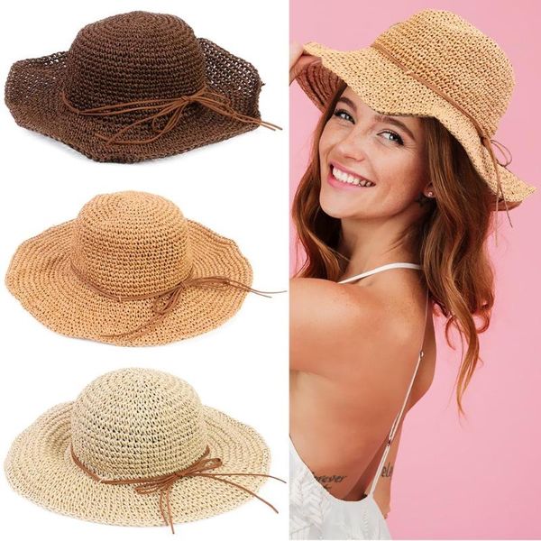 

simple summer parent-child beach hat female casual panama hat women girls beach foldable sun visor panama bowknot straw cap, Blue;gray