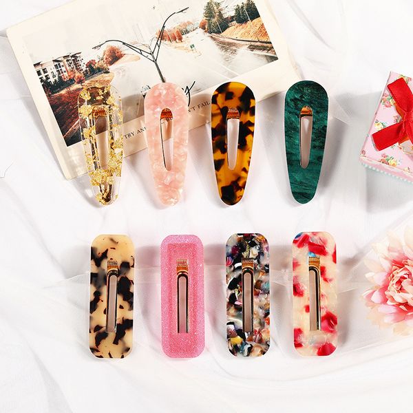 

new crystal acrylic hollow waterdrop hairwear rectangle hair clips tin foil sequins hairpins barrettes headband hair accessories, Golden;white