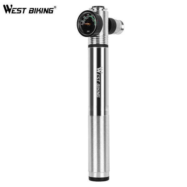 

west biking 300 psi mini bike pump with gauge mountain road bicycle high pressure hand air pump cnc cycling tire inflator