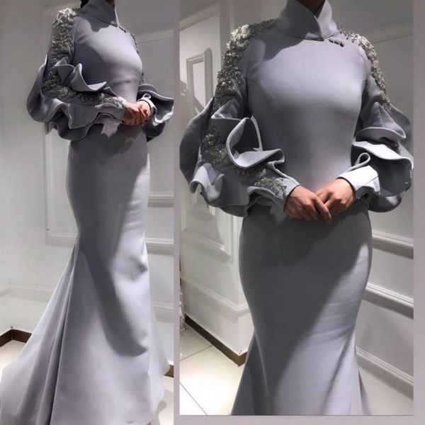 

arabic luxurious high neck evening dresses beaded crystals prom dresses chiffon formal party second reception gowns, Black;red