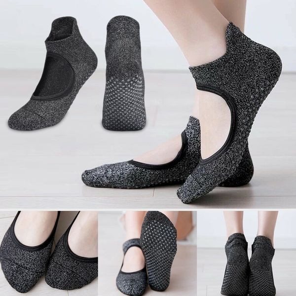 

women non-slip ballet socks thicken dance socks for winter fall yoga pilates als88, Black