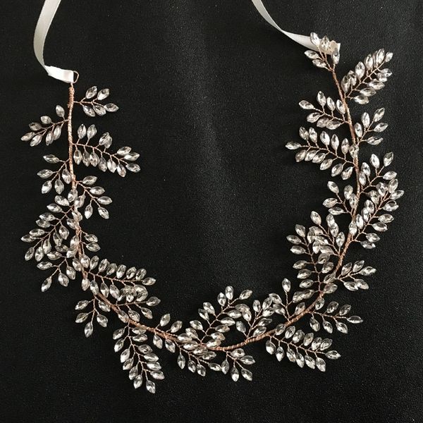 

slbridal ленты ручной проводная кристалл стразы свадебные аксессуары ювелирные тиара волос vine bridal повязка для волос bridesmaids, White;golden
