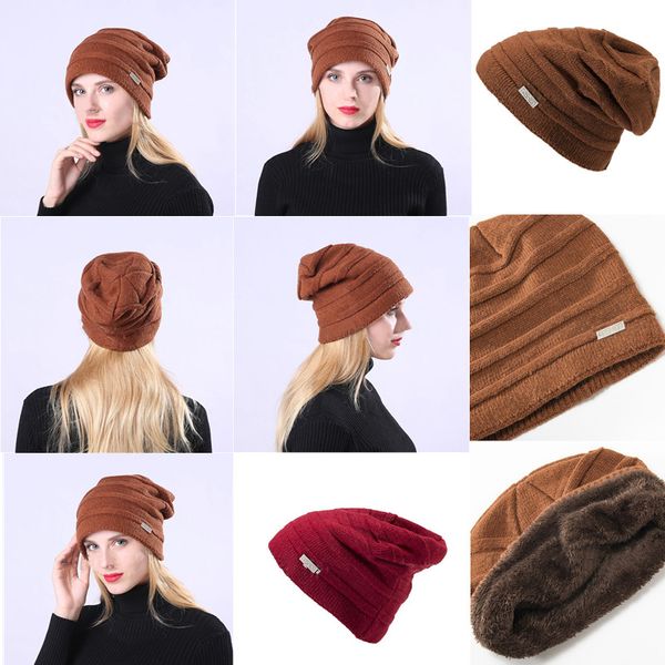 

woman fashion winter warm ski crochet cap causal outdoor knitting beanie cap party hat knitted skull hats dhl an2639