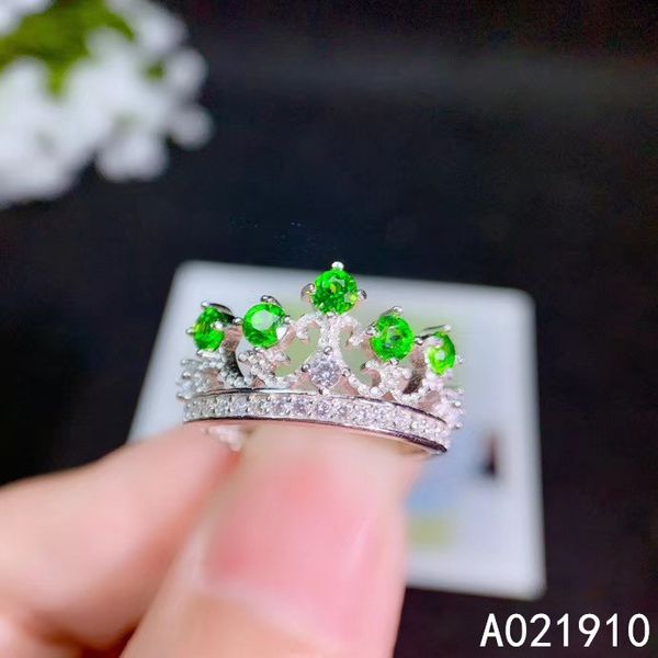 

kjjeaxcmy boutique jewelry 925 sterling silver inlaid natural diopside gemstone female ring support detection exquisite, Golden;silver