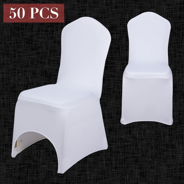 

50pcs wholesale universal white chair cover spandex elastic lycra l banquet party wedding chair covers decor multi color