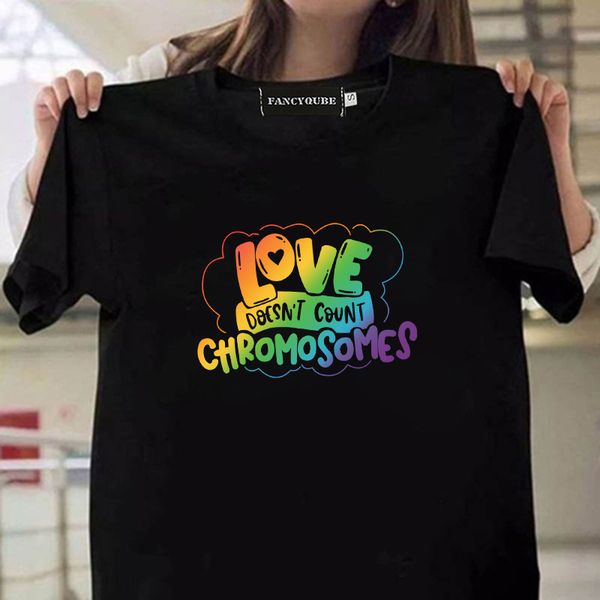 

gay pride gifts funny cute love not count chromosomes letter t shirt casual lesbian lgbt short sleeve t shirt, White