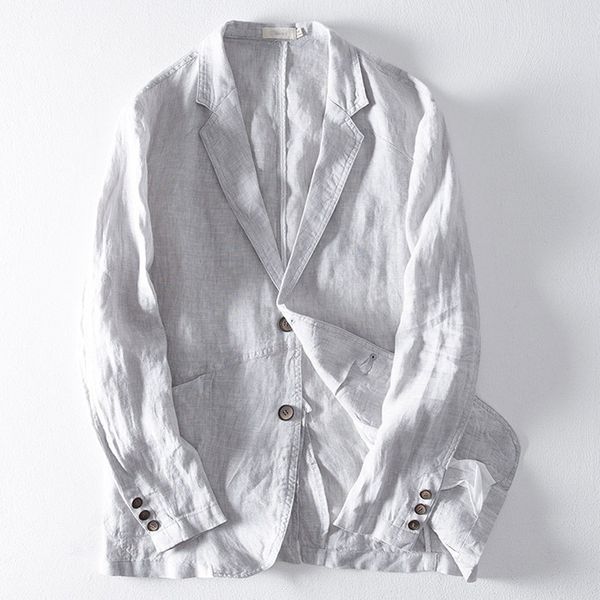 

men's blazer hombre slim fit linen blend men suit pocket solid long sleeve suits blazer jacket outwear blezer masculino 2019, White;black