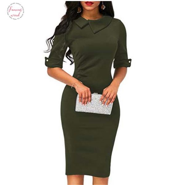 

элегантные женские boho офис отложной воротник вечернее платье дамы бизнес работа партии оболочка туника карандаш платье, Black;gray