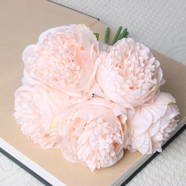

5 heads artificial flowers peony bouquet silk peony flowers bridal bouquet fall vivid fake for wedding home decoration