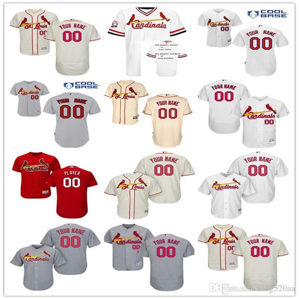 

2016 flexbase custom st. louis men's woem shirts authentic personalized double cool base stitched onfield jersey size s-3xl, Black;red