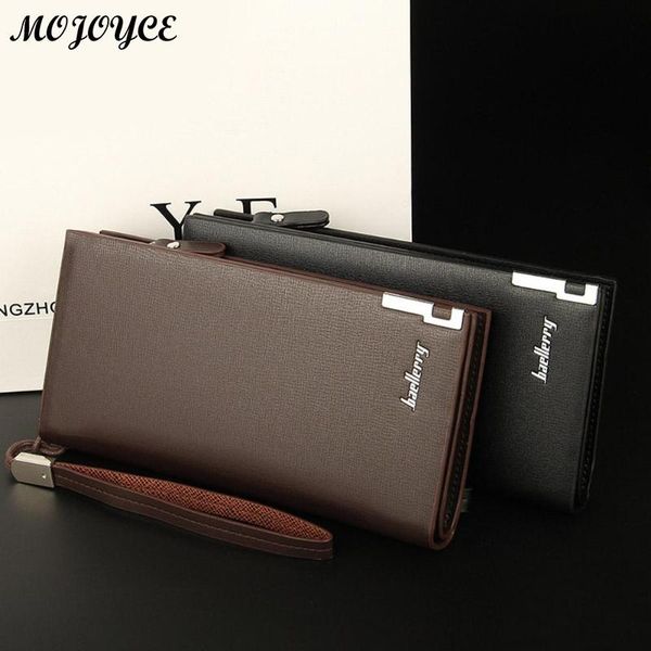 

men wallets pu leather long wallets wristlet clutch bags for male zipper large capacity business card holder casual coin purse, Red;black