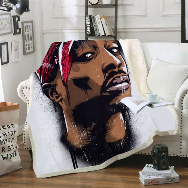

2pac tupac fleece blanket plush 3d printed for adults sofa sherpa fleece bedspread wrap throw blanket style-4