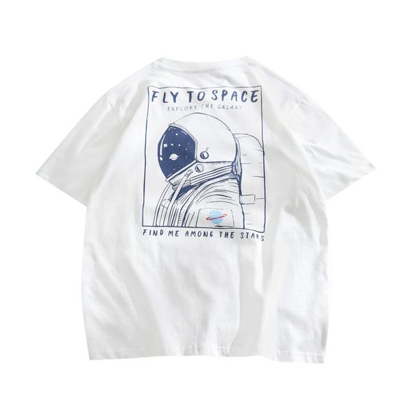 

europe and america tide brand short-sleeved t-shirt men summer wind bf loose ulzzang harajuku cotton short-sleeve t-shirt, White;black