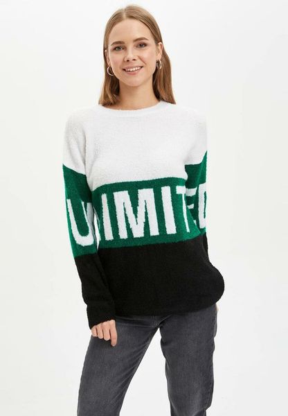 

defacto autumn casual women pullovers fashion cool letter long sweatshirt mixed color long sleeve tunic-j4482az18au, Black