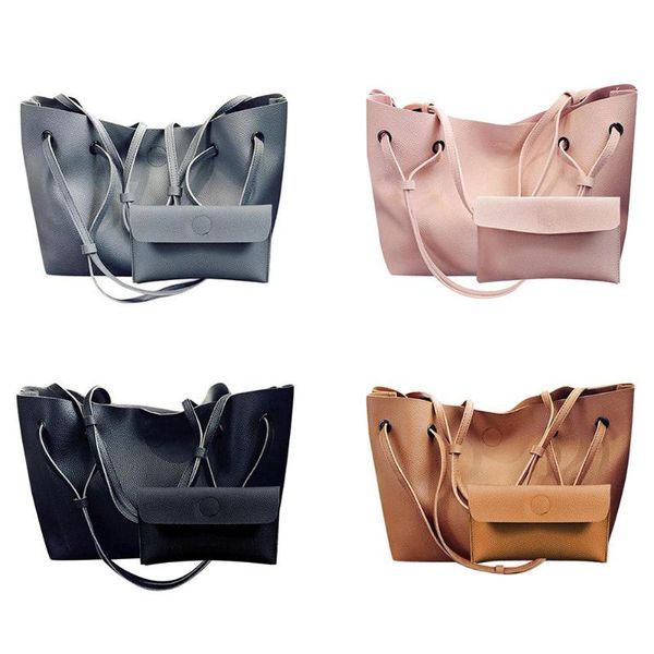 

2pcs/set women handbag pu leather clutch sling bag shoulder handle bags