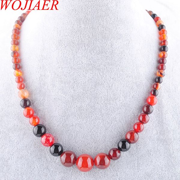 

wojiaer new fashion dream agates gem stone round 6-14mm beads women necklace 17.5" strand jewelry df3026, Silver