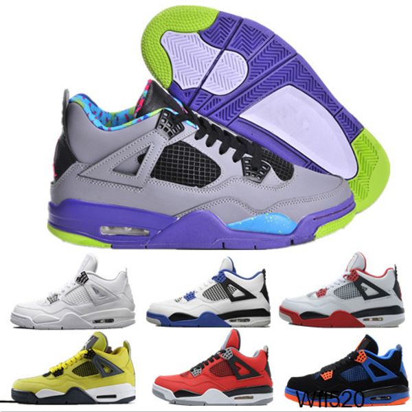 

2020 new men 4 jordon basketball shoes military motosports blue alternate 89 pure money white cement royalty bred fire red black training