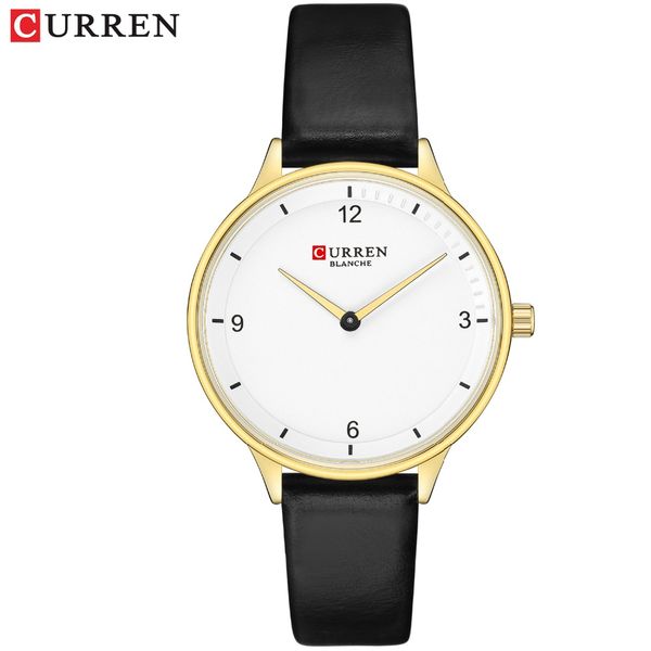

curren fashion women watches luxury ladies watch black leather strap quartz casual waterproof female clock relojes para mujer, Slivery;brown