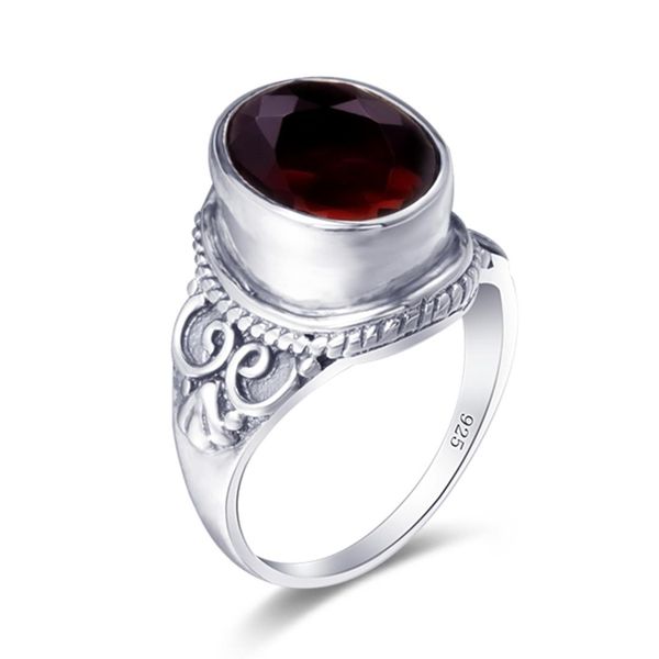 

vintage women 925 sterling silver rings jewelry female party cz cocktail ring printed silver created sapphire garnet finger ring, Golden;silver