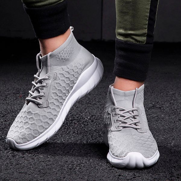 

muqgew men's breathable shoes fashion solid ankle footwear casual lace up sport shoes lightweight running shoe men sneakers 2019, Black