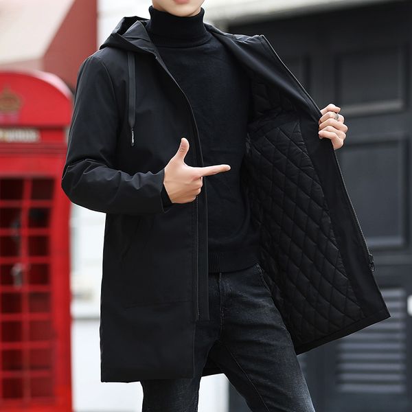 

spring autumn men jacket padded male long jackets thick warm fashion hooded male jackets plus size boy outerwear 3xl 4xl 5xl 6xl, Black;brown