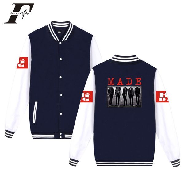 

made bigbang kpop sport fashion baseball jacket men women hoodies sweatshirts casual long sleeve jackets coats, Black;brown
