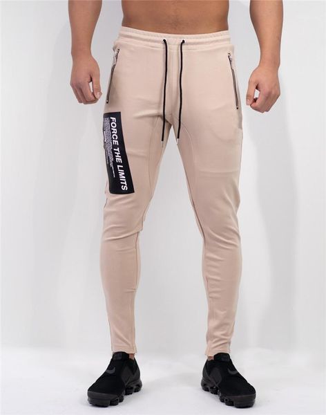 

одежда мода полная длина повседневная уличная спортивная одежда мужская осень принт дизайнерские брюки подросток тощий сплошной цвет, Black