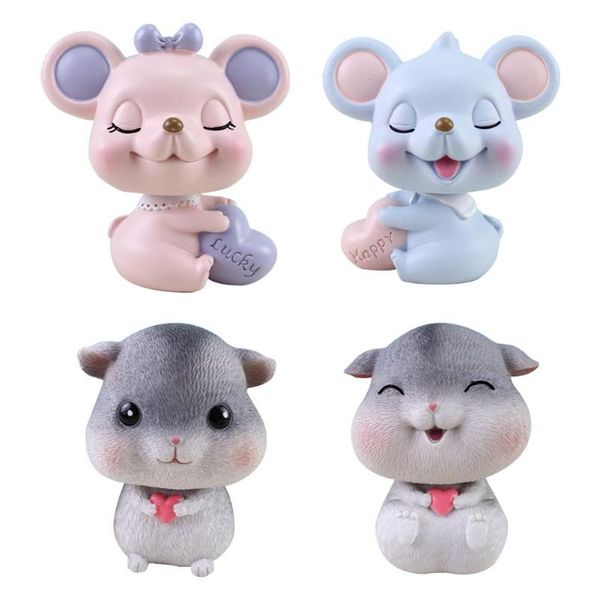 

car decoration innovative car mouse shaking head decor cute decorative resin craft new year gift